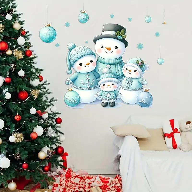 DIDOSOFT Christmas Snowman Family Toilet Cover Sticker Decals,Fish Bird Flower Leaf Waterproof Toilet Lid Tank Seat Decals Cistern Self-Adhesive Bathroom Wall Sticker - Image 3